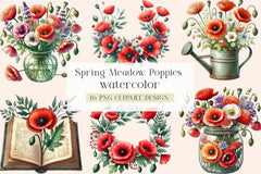 Spring Meadow Poppies Clipart Bundle - CraftNest - Digital Crafting and Art