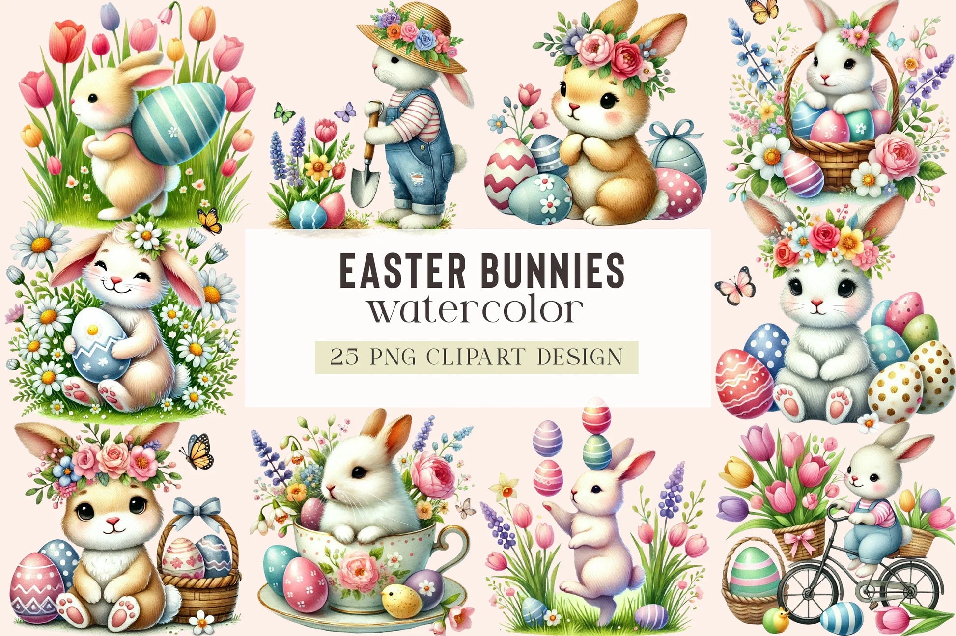Easter Bunny Clipart Bundle - CraftNest - Digital Crafting and Art
