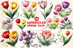 Spring Tulip Flower Clipart Bundle - CraftNest - Digital Crafting and Art