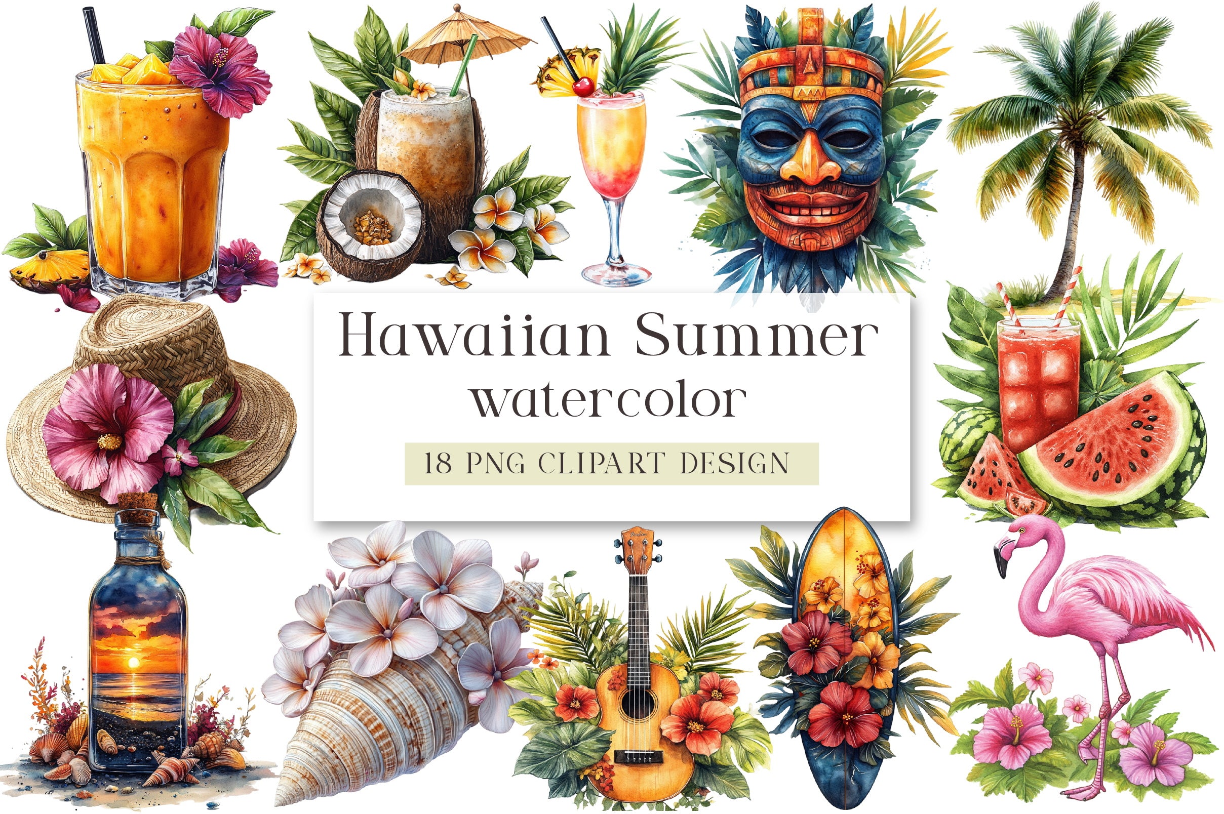 Hawaiian Summer Clipart Bundle