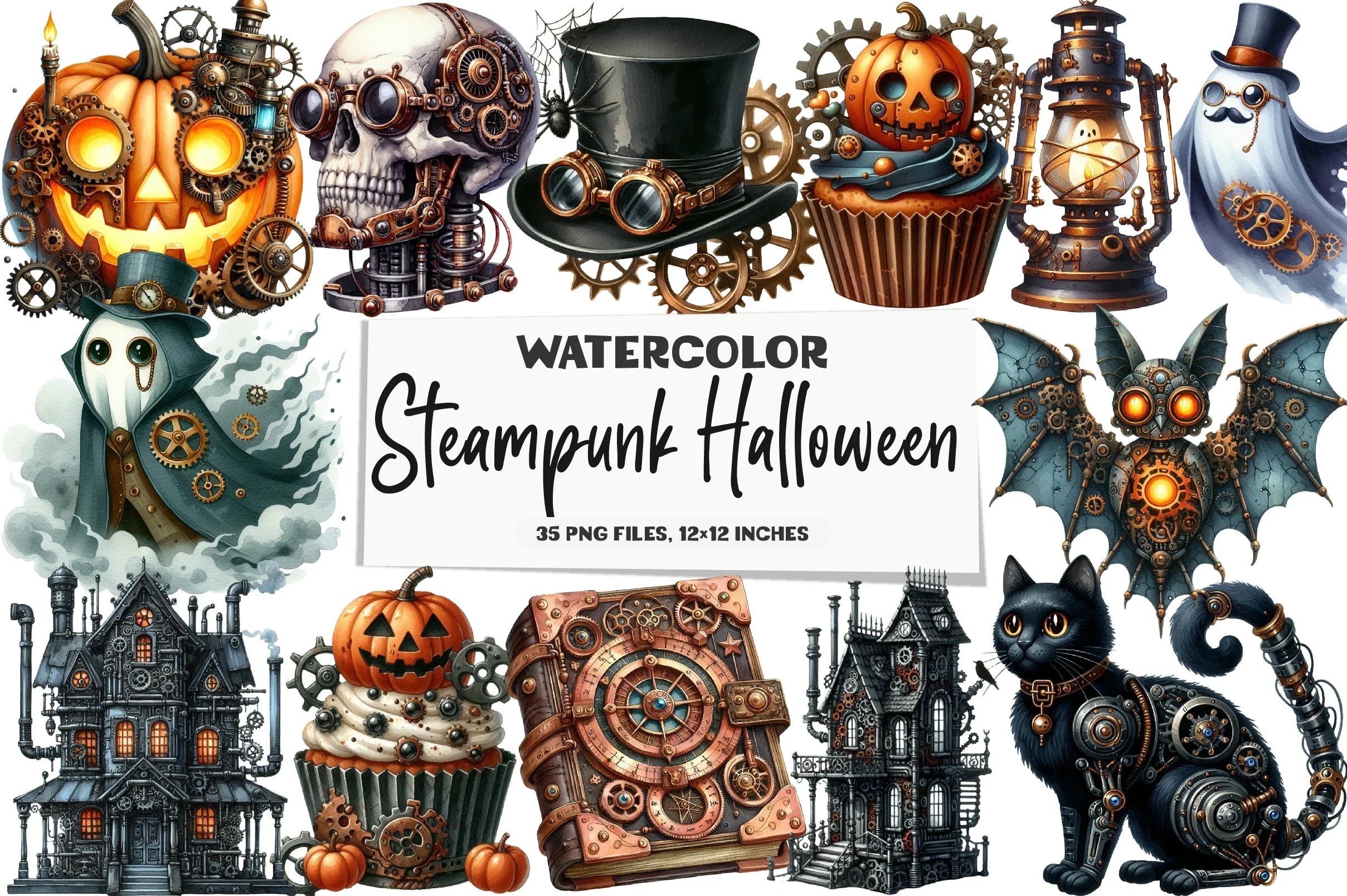 Steampunk Halloween Clipart Bundle - CraftNest - Digital Crafting and Art