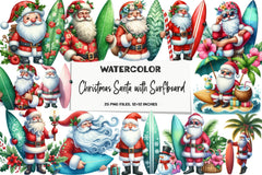 Christmas Santa Surfboard Clipart Bundle - CraftNest - Digital Crafting and Art