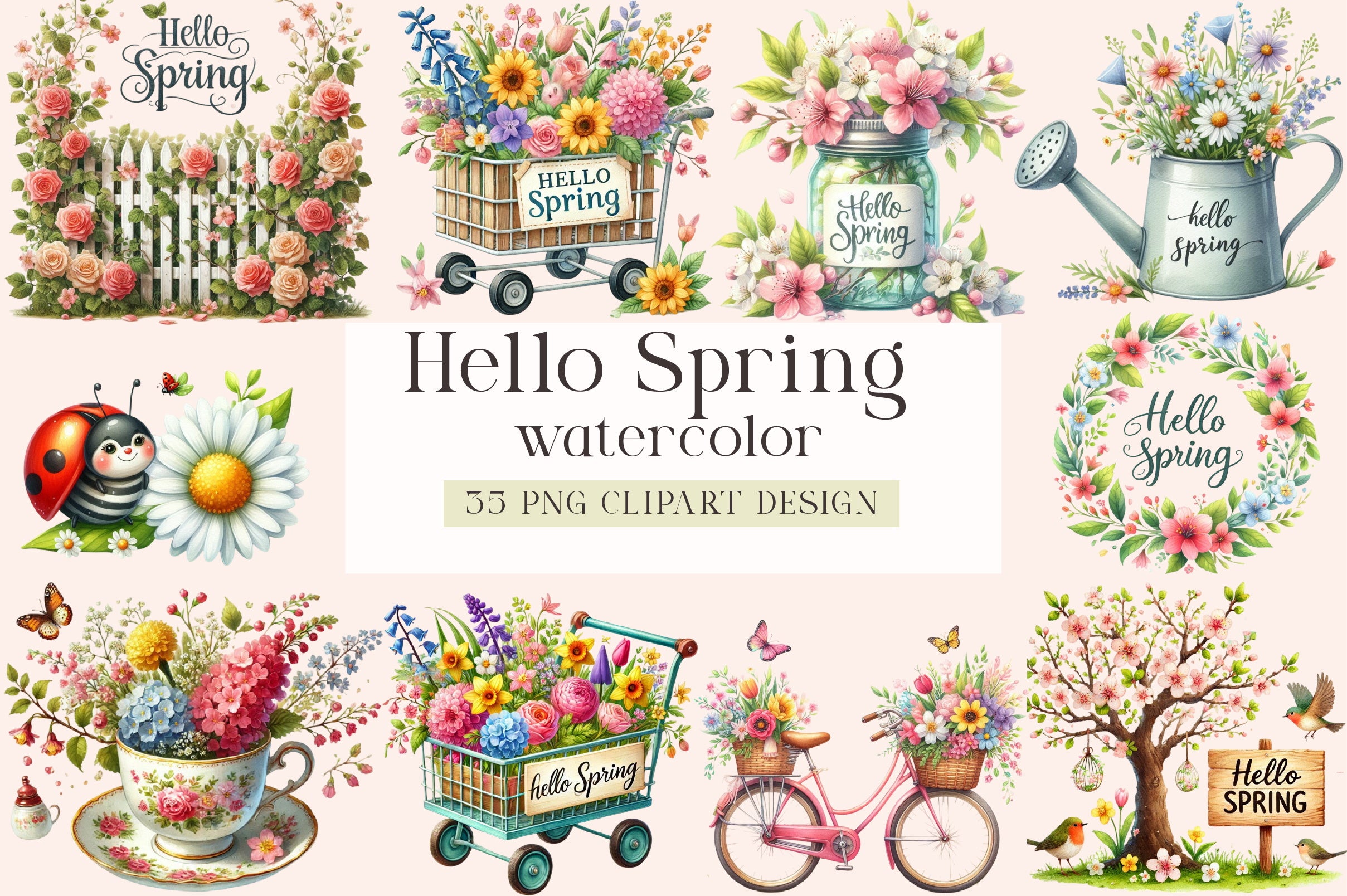 Hello Spring Clipart Bundle