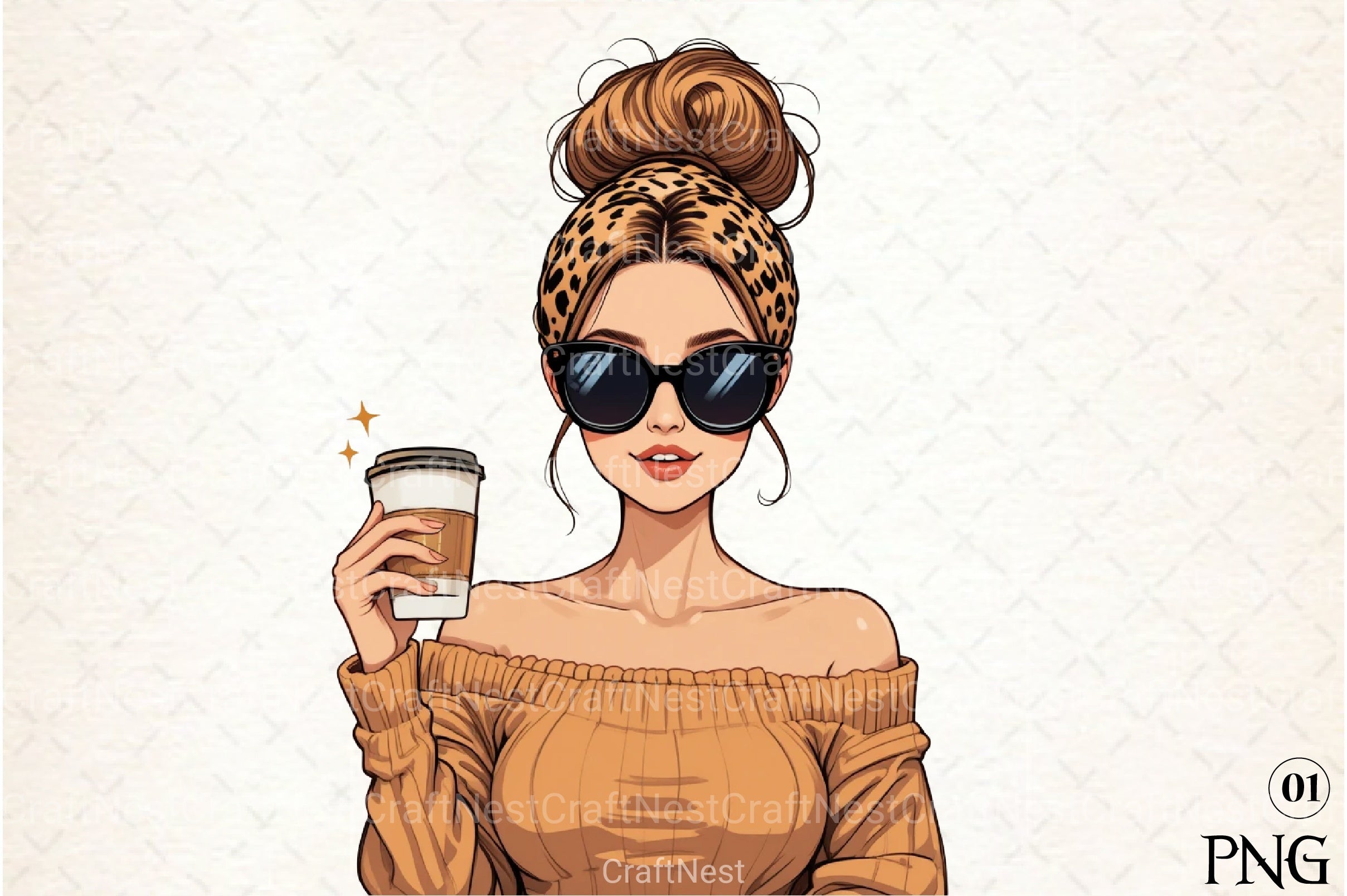 Leopard Mama Coffee Mom Bun Clipart Bundle for Mother's Day 2 - CraftNest - Digital Crafting and Art