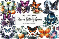 Halloween Butterfly Garden Clipart Bundle - CraftNest - Digital Crafting and Art