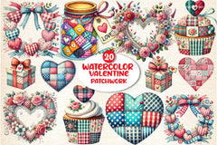 Patchwork Valentine's Day Clipart Bundle 1 - CraftNest - Digital Crafting and Art