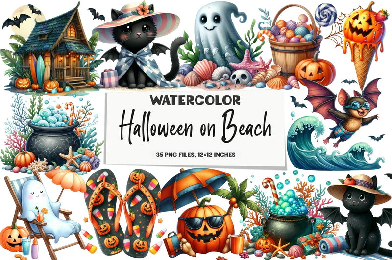 Halloween Beach Clipart Bundle - CraftNest - Digital Crafting and Art