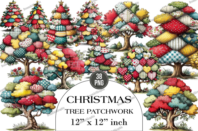 Christmas Tree Patchwork Clipart Bundle - CraftNest - Digital Crafting and Art