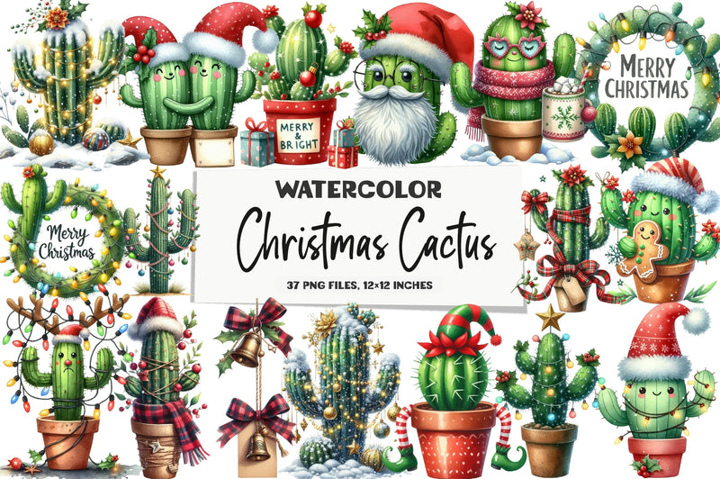 Christmas Cactus Clipart Bundle - CraftNest - Digital Crafting and Art