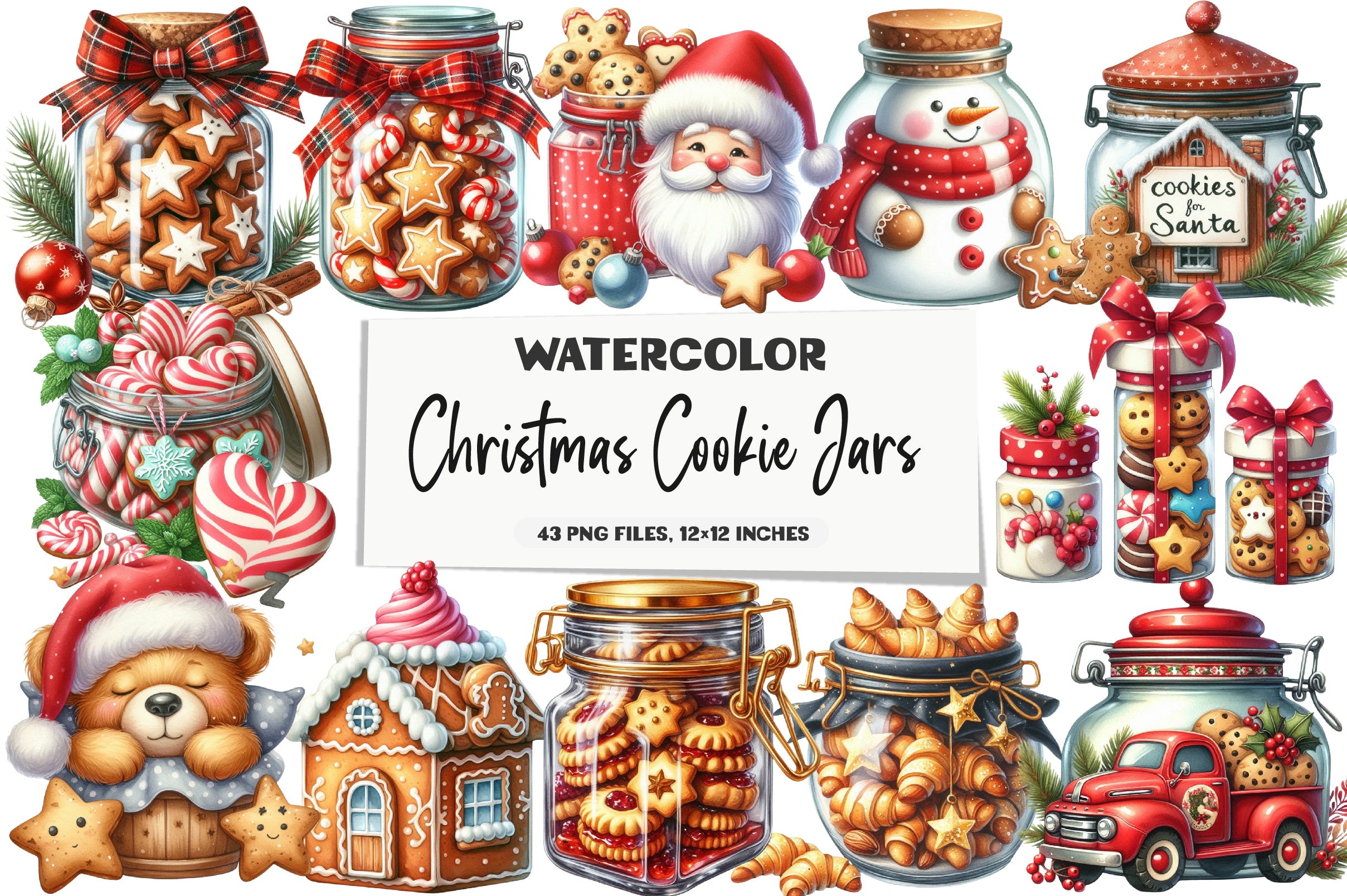 Christmas Cookie Jars Clipart Bundle