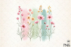 Wildflowers Brushstroke Clipart Bundle 4 - CraftNest - Digital Crafting and Art