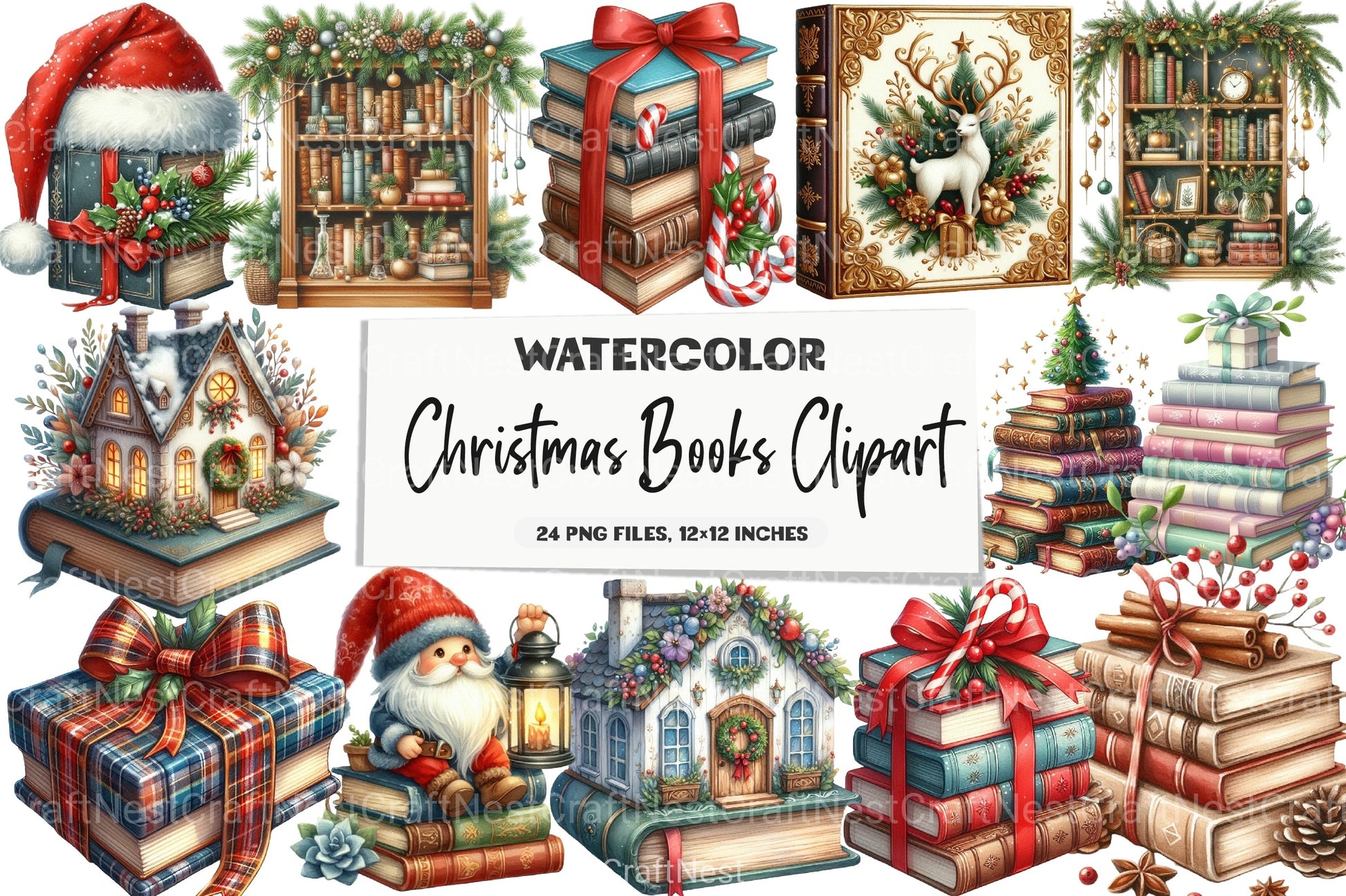 Christmas Books Clipart Bundle - CraftNest - Digital Crafting and Art