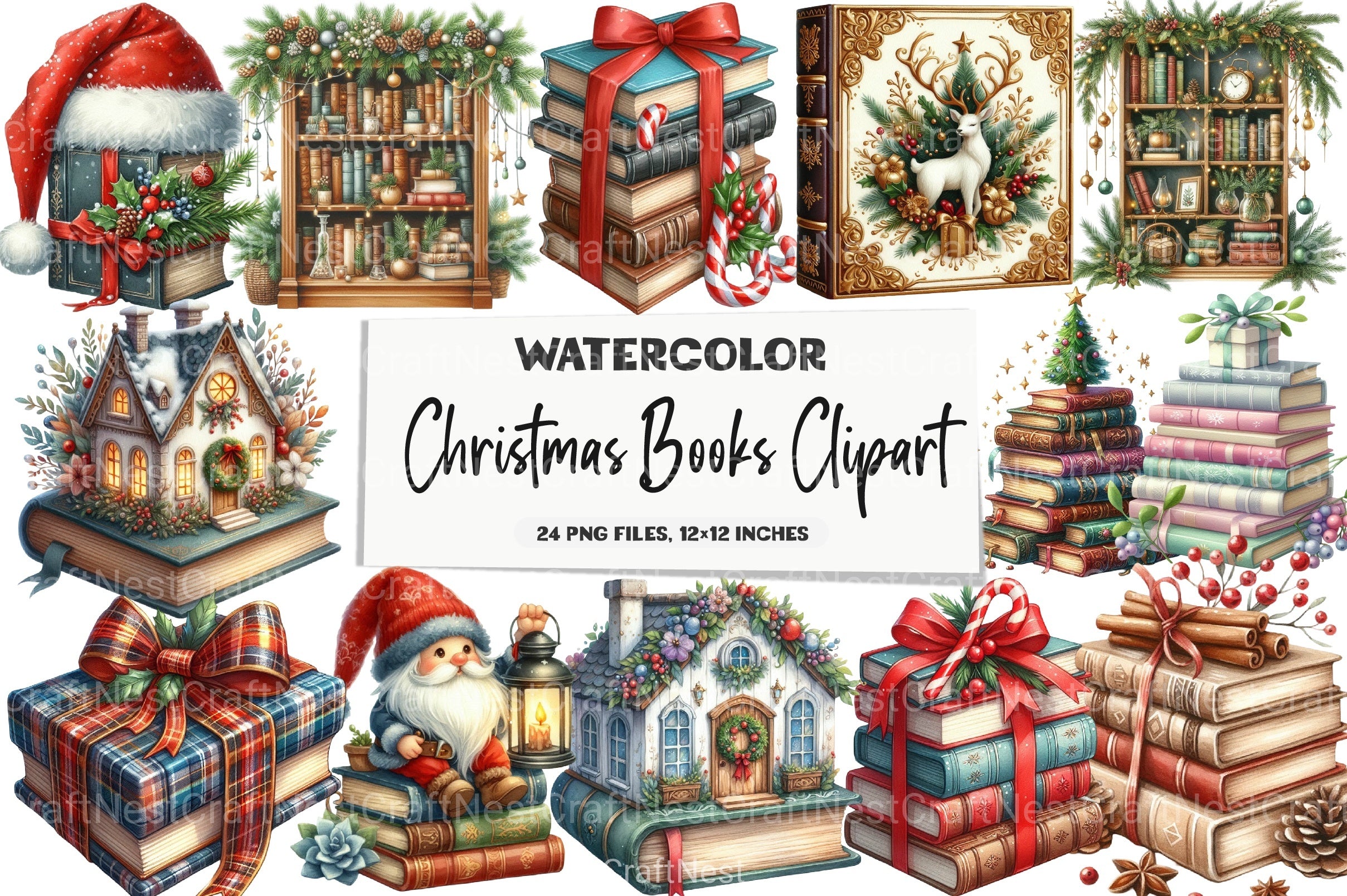 Christmas Books Clipart Bundle - CraftNest - Digital Crafting and Art