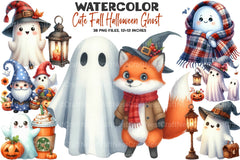 Cute Fall Halloween Ghost Clipart Bundle - CraftNest - Digital Crafting and Art