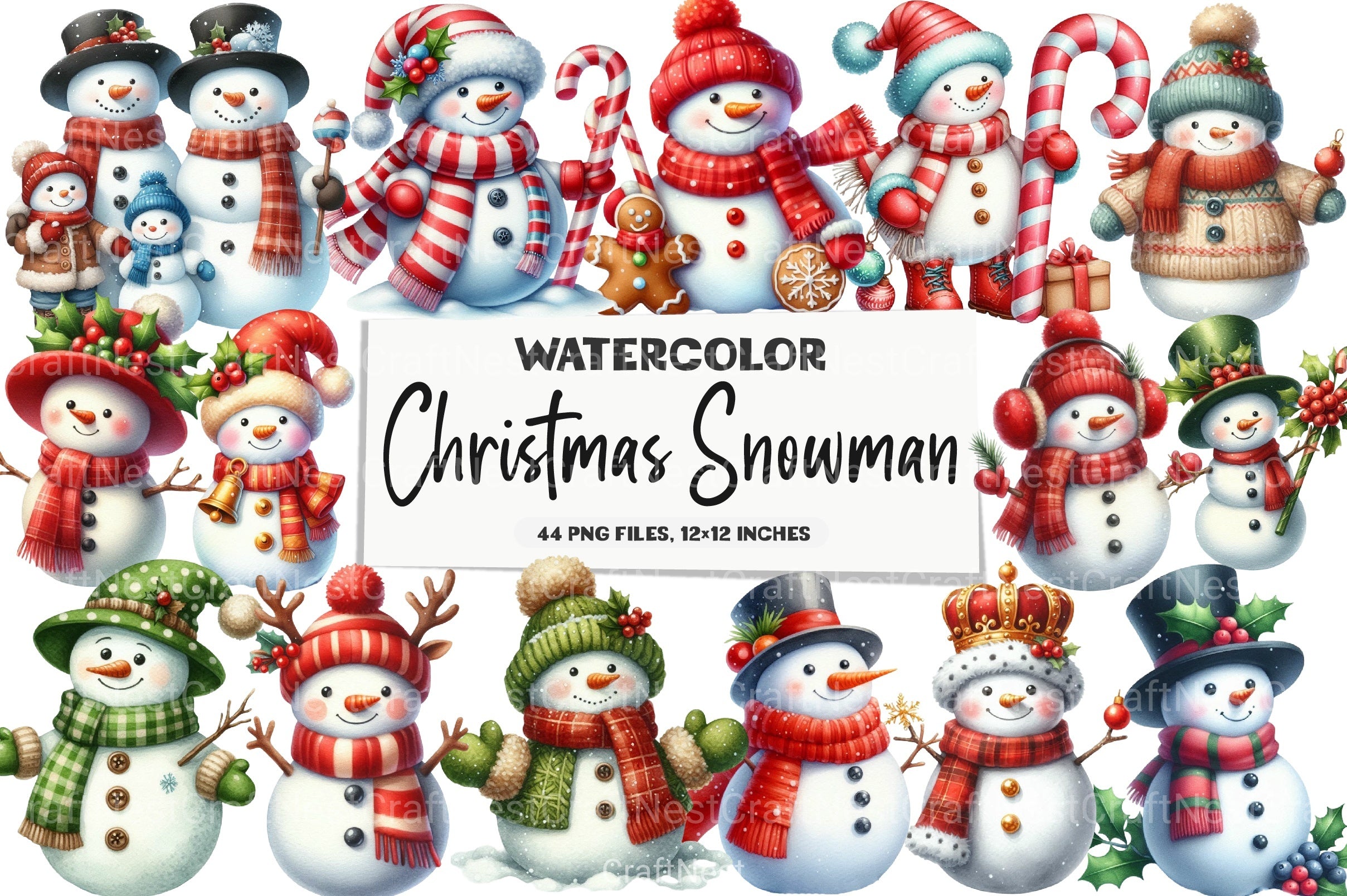 Christmas Snowman Clipart Bundle 1 - CraftNest - Digital Crafting and Art