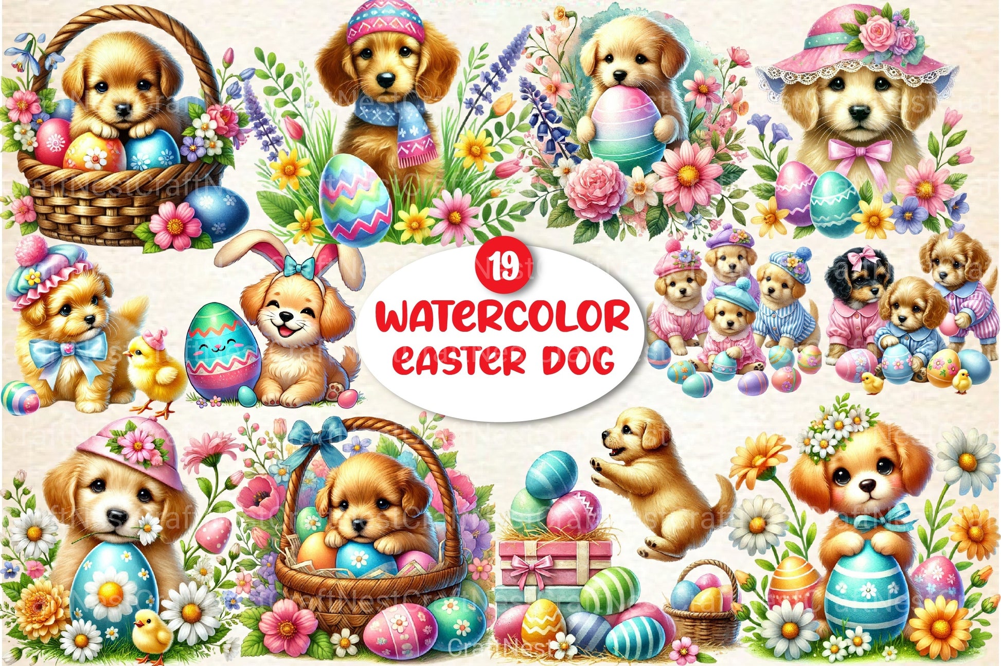 Easter Dogs Clipart Bundle 99 - CraftNest - Digital Crafting and Art