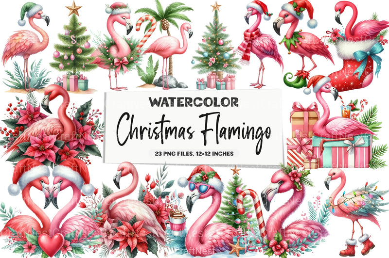 Christmas Flamingo Clipart Bundle 4 - CraftNest - Digital Crafting and Art