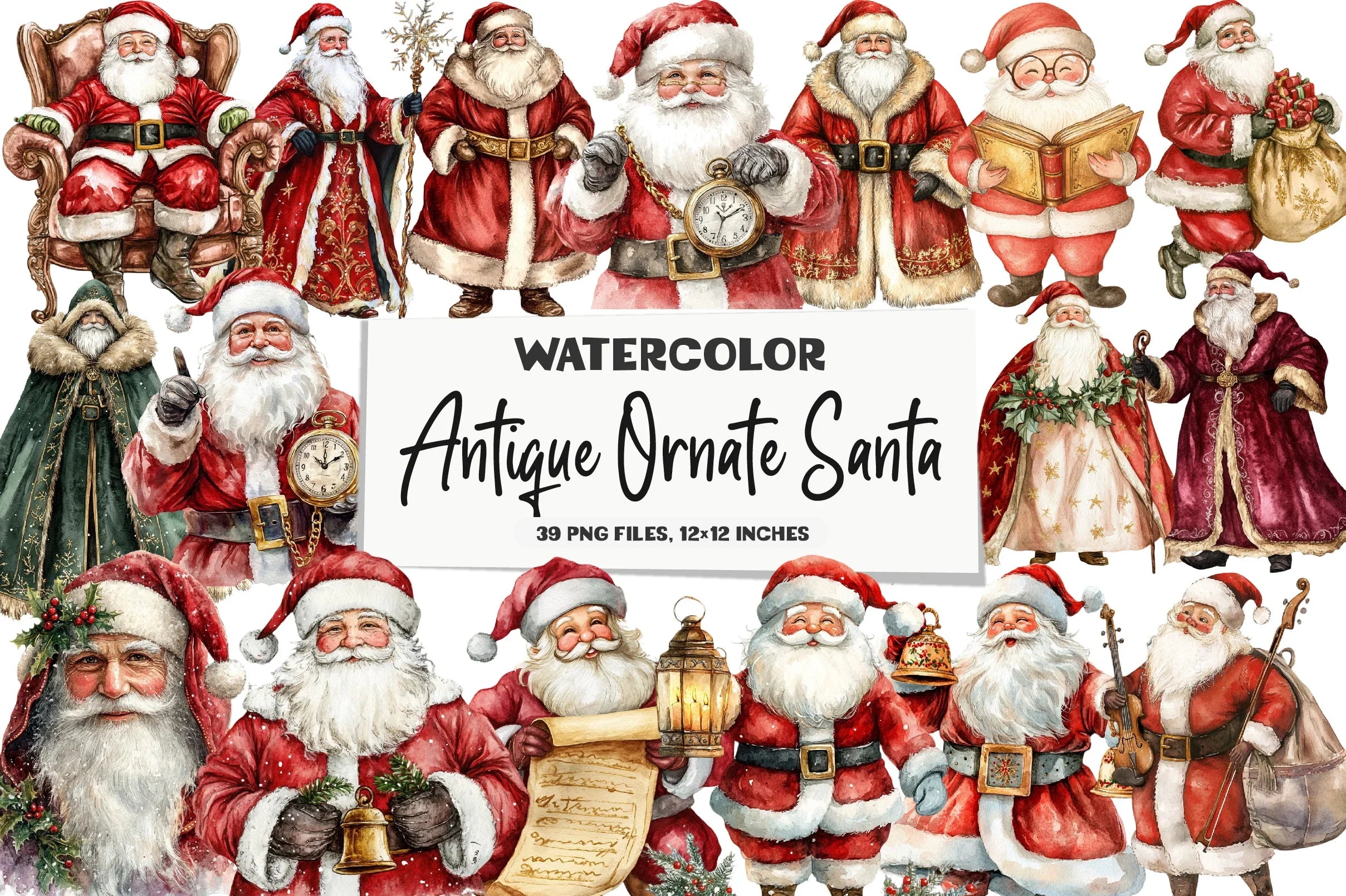 Antique Ornate Santa Clipart Bundle - CraftNest - Digital Crafting and Art