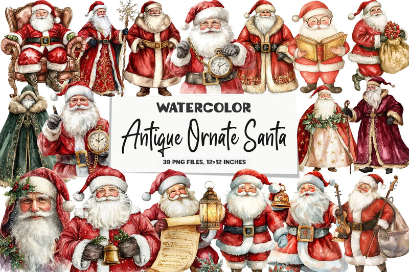 Antique Ornate Santa Clipart Bundle - CraftNest - Digital Crafting and Art