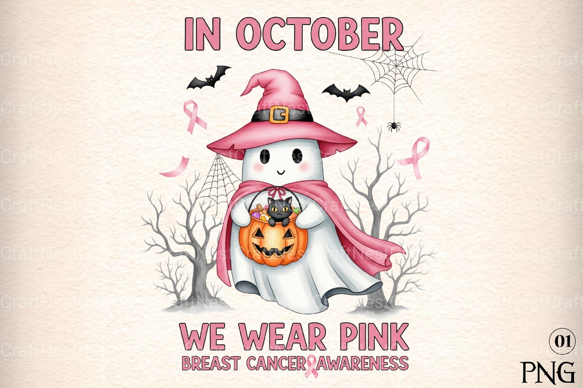 Halloween Breast Cancer Clipart Bundle 7 - CraftNest - Digital Crafting and Art