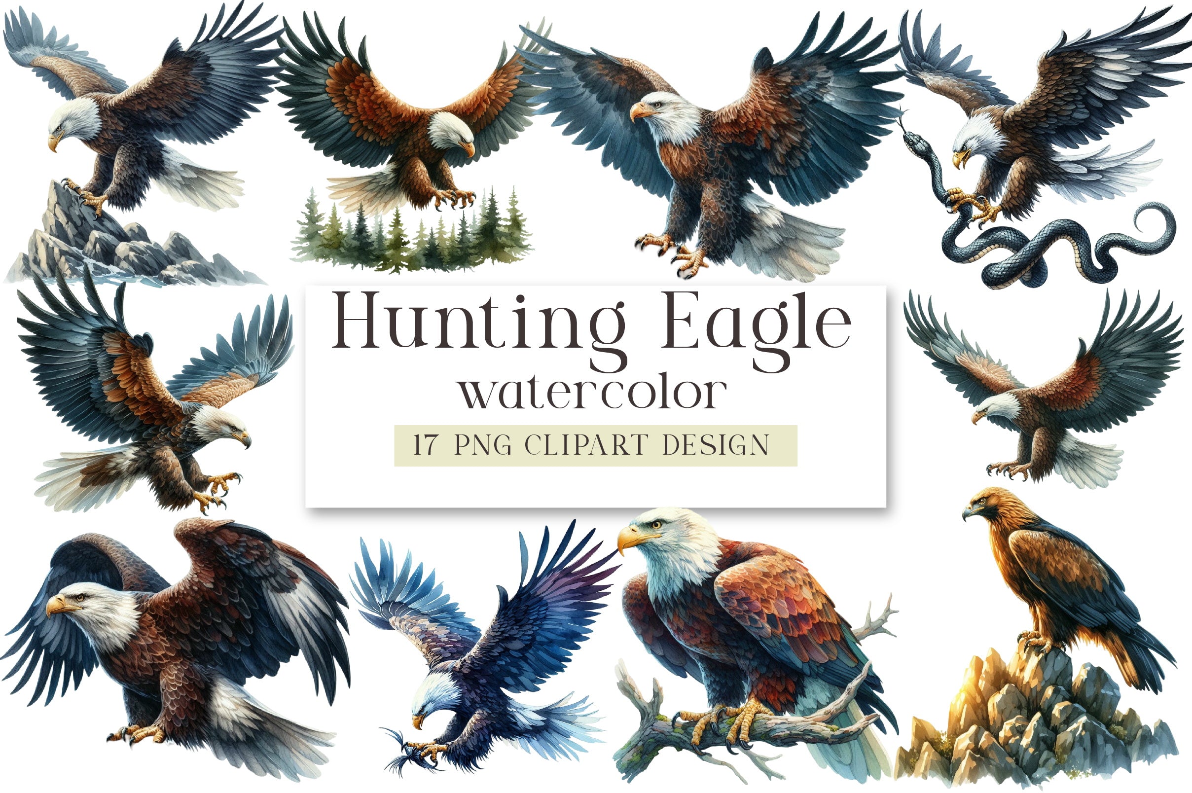 Hunting Eagle Clipart Bundle