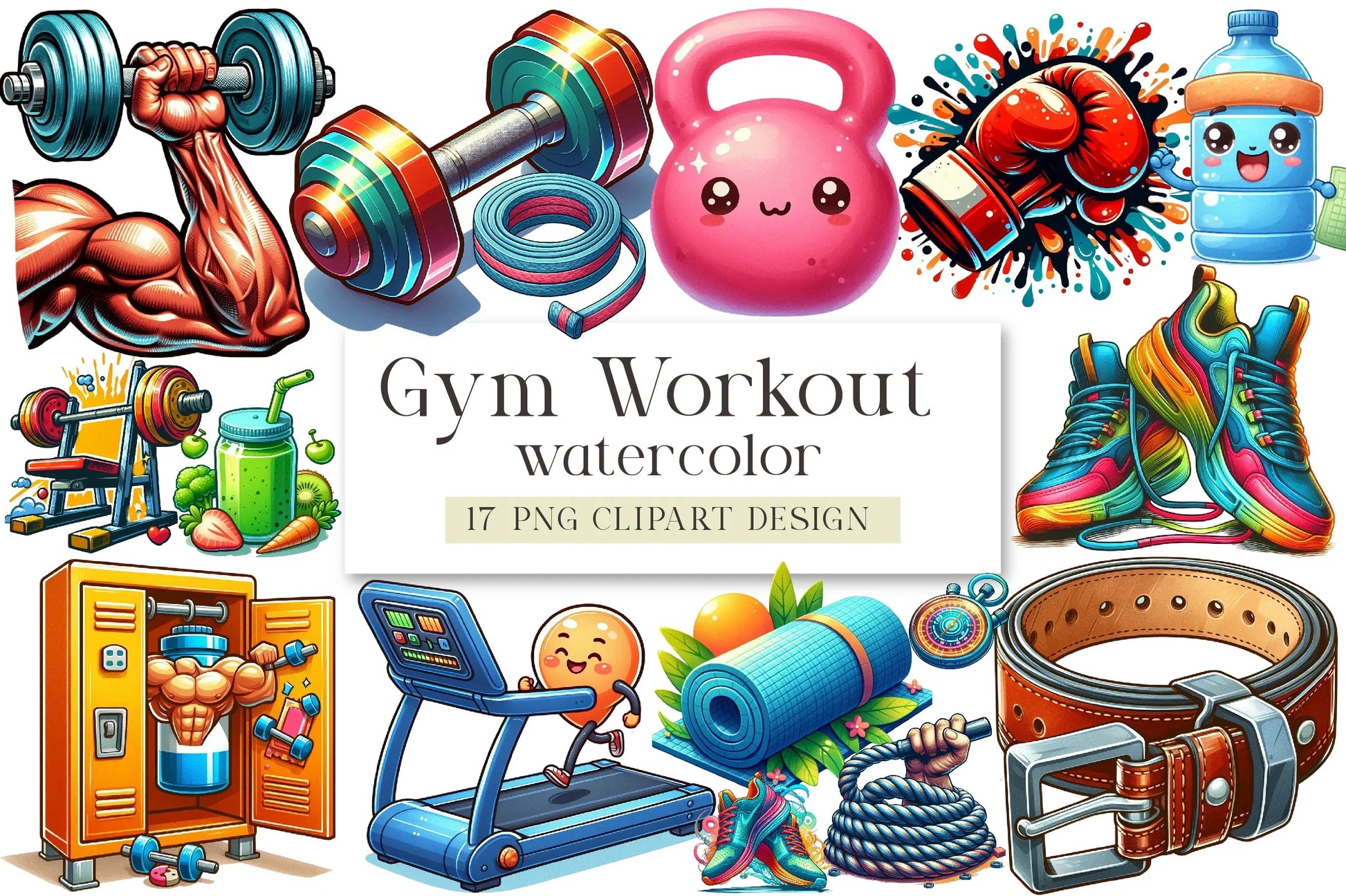 Gym Workout Clipart Bundle - CraftNest - Digital Crafting and Art
