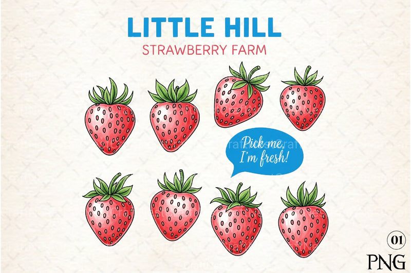 Farmers Market Strawberry Hand Drawn Clipart Bundle - CraftNest - Digital Crafting and Art