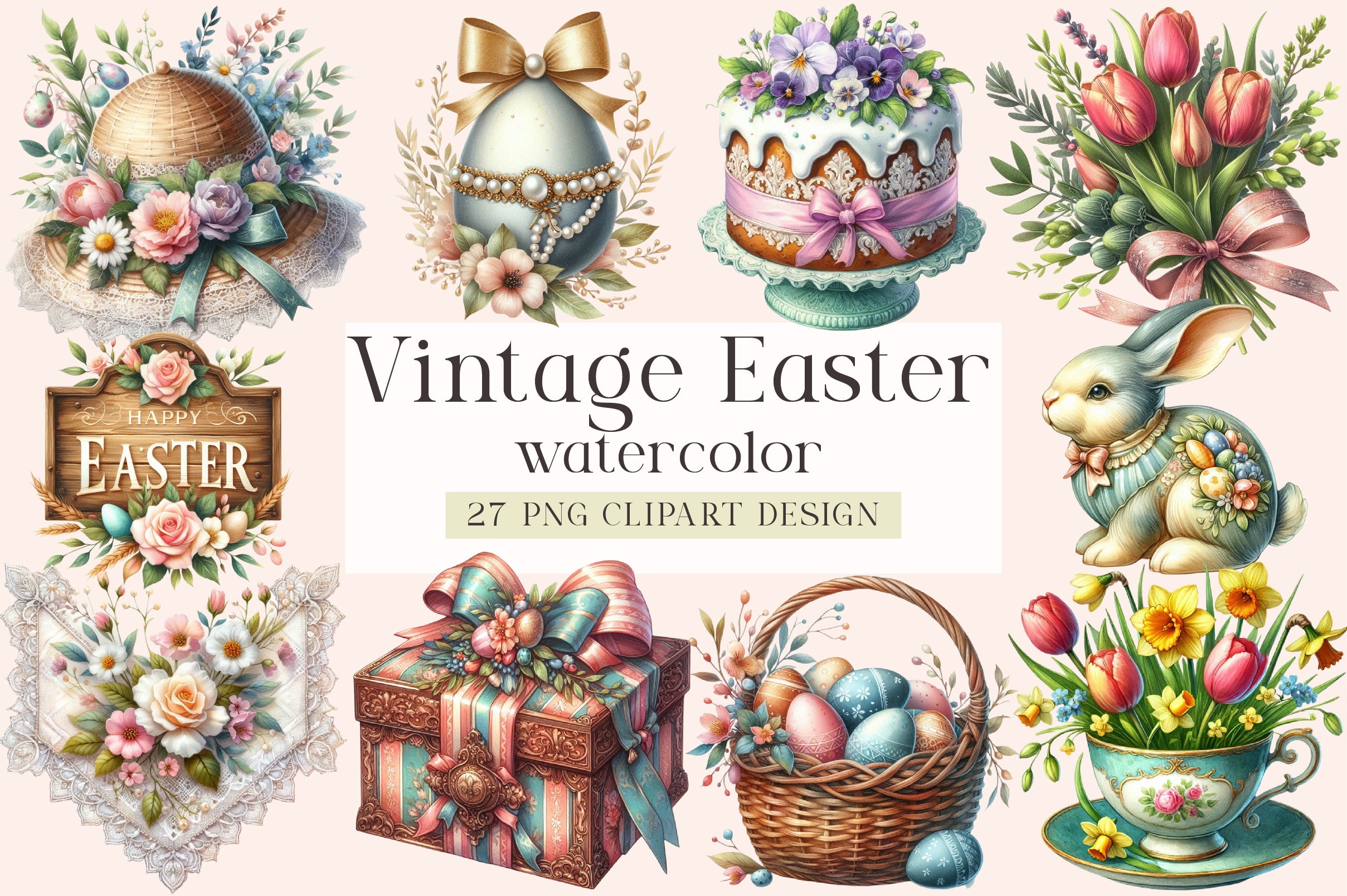 Vintage Easter Clipart Bundle