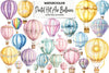 Pastel Hot Air Balloons Clipart Bundle