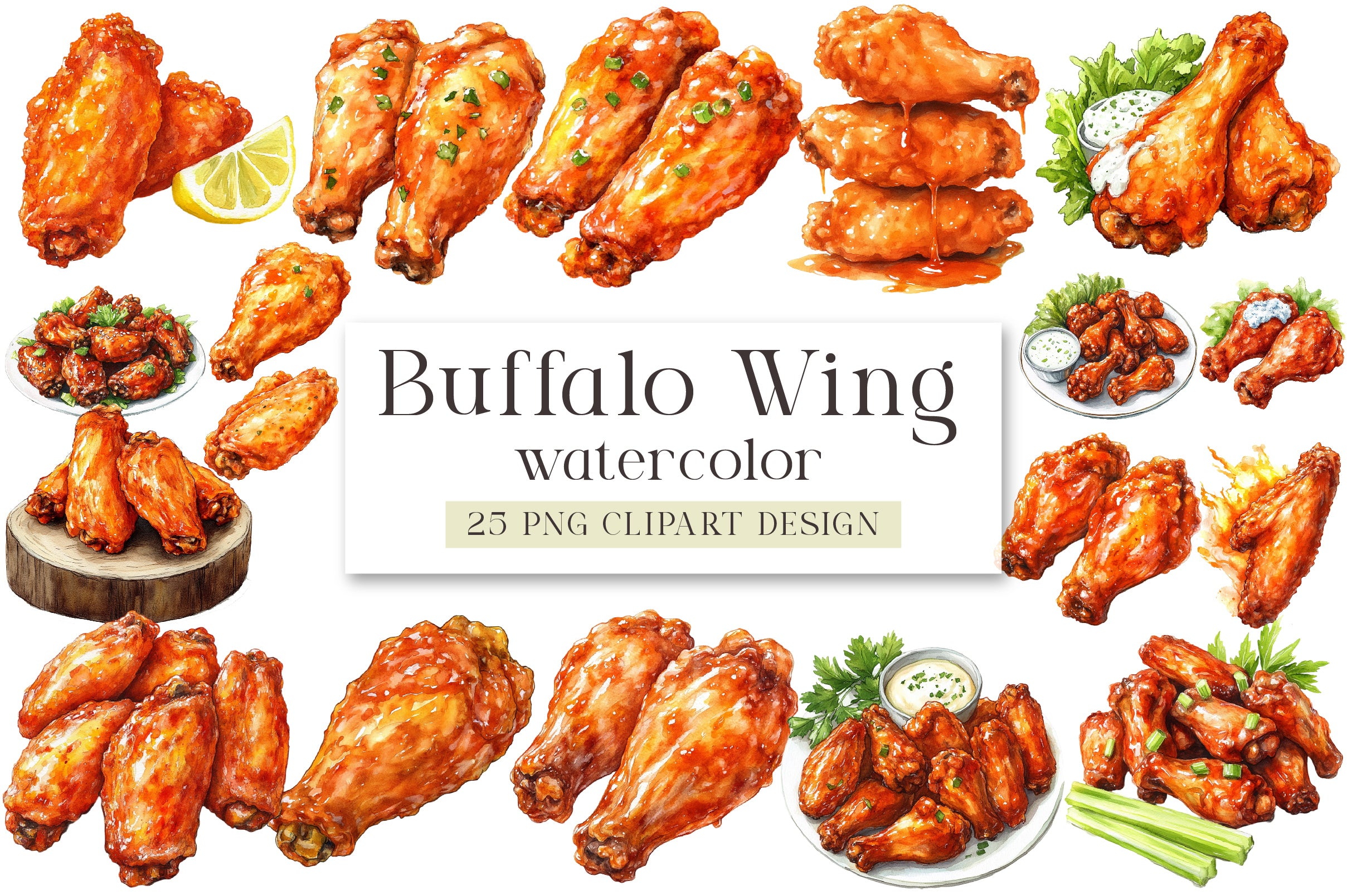 Buffalo Wing Clipart Bundle