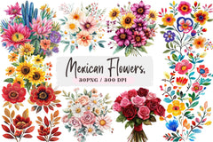 Mexican Flowers Clipart Bundle - CraftNest - Digital Crafting and Art