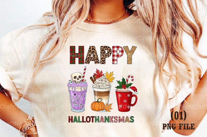 Happy Hallothanksmas T-Shirt & Clipart Bundle - CraftNest - Digital Crafting and Art