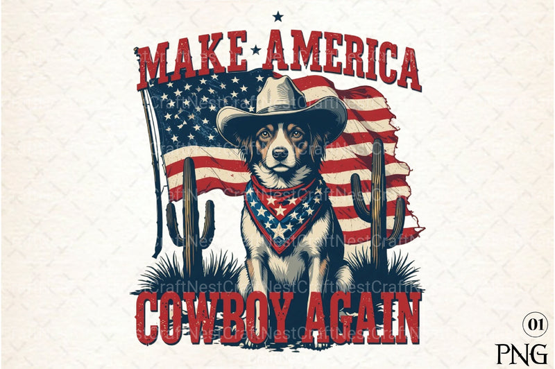 Patriotic 4th of July Cowboy Dog Clipart Bundle - CraftNest - Digital Crafting and Art