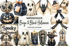 Beige & Black Halloween Clipart Bundle 3 - CraftNest - Digital Crafting and Art