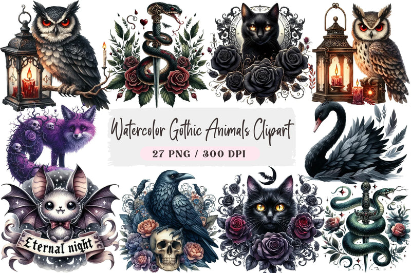 Gothic Animals Clipart Bundle - CraftNest - Digital Crafting and Art