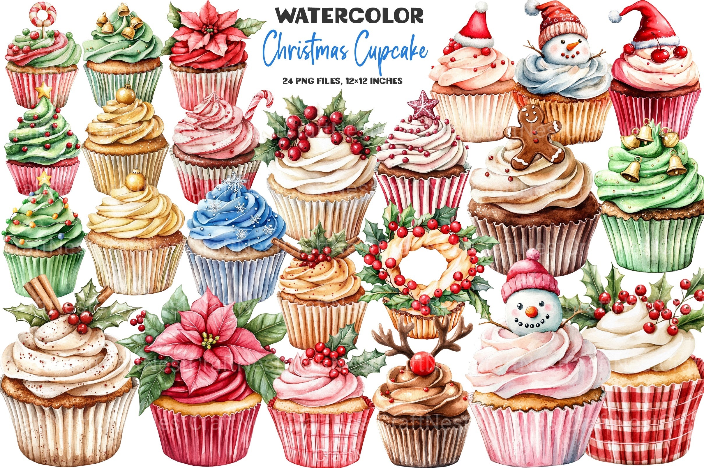 Christmas Cupcake Clipart Bundle 99 - CraftNest - Digital Crafting and Art