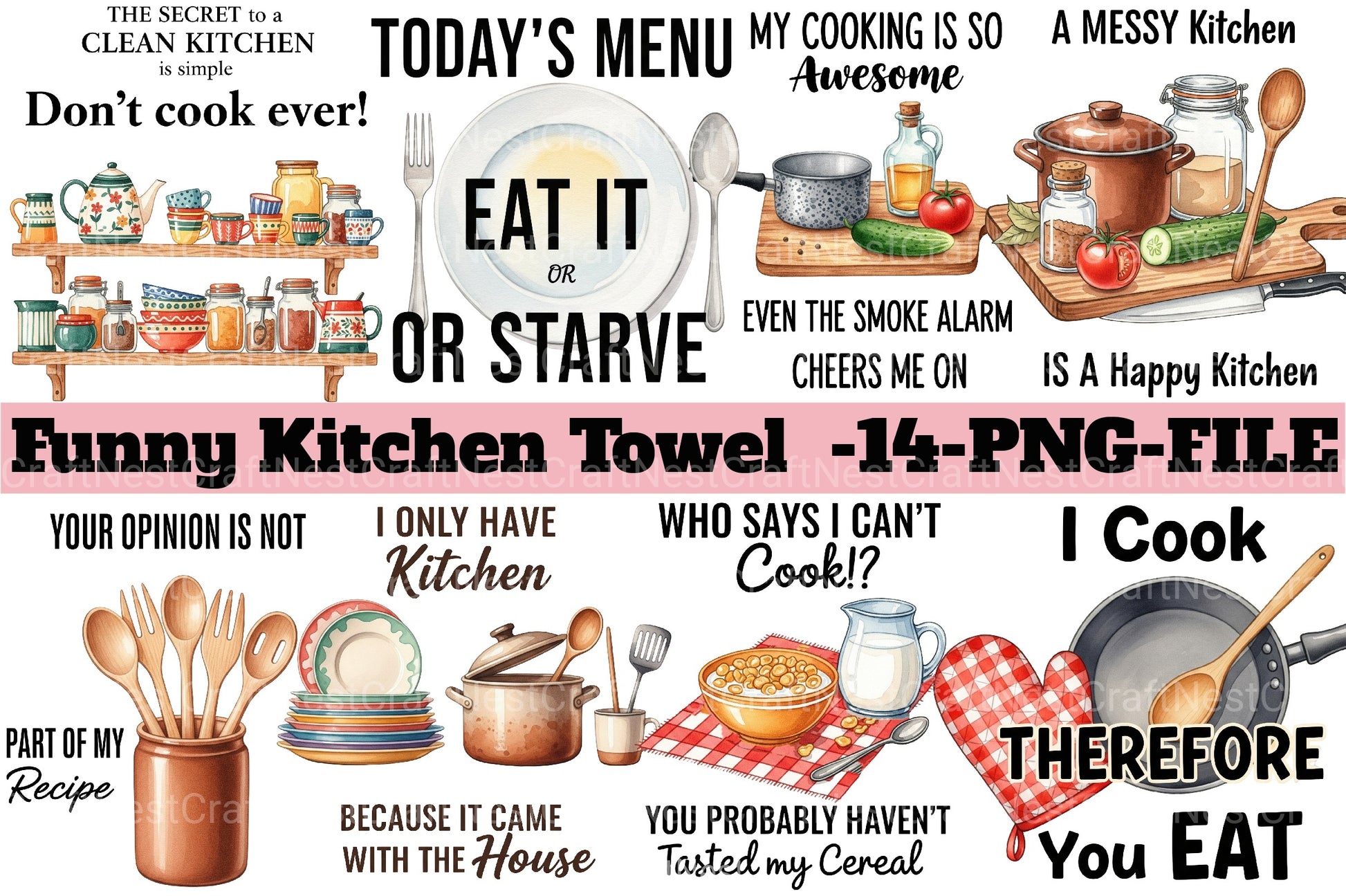 Funny Kitchen Towel Clipart Bundle 14 - CraftNest - Digital Crafting and Art