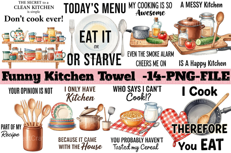 Funny Kitchen Towel Clipart Bundle 14 - CraftNest - Digital Crafting and Art