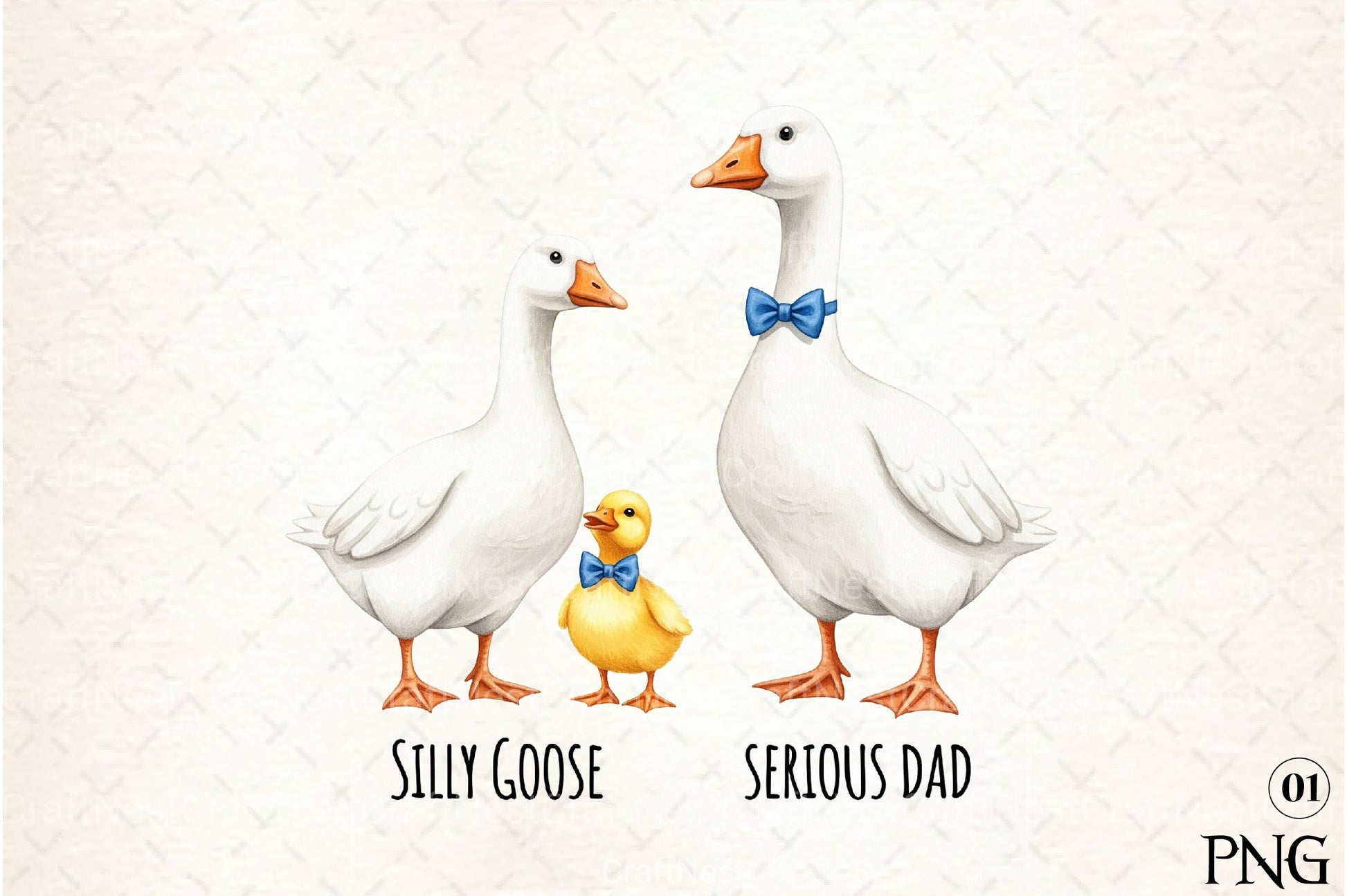 Bow Tie Goose Dad Cute Duo Clipart Bundle - CraftNest - Digital Crafting and Art