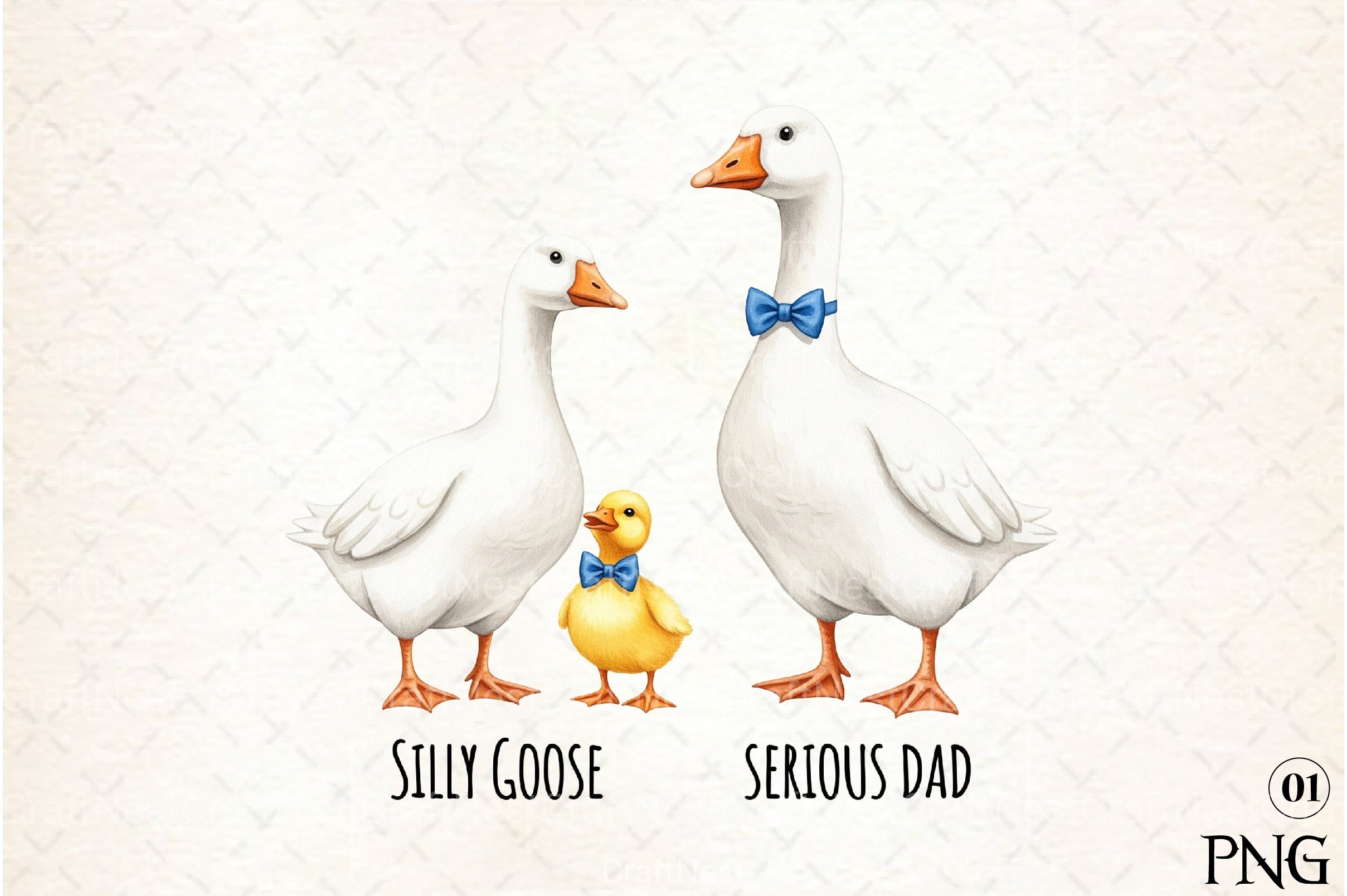 Bow Tie Goose Dad Cute Duo Clipart Bundle - CraftNest - Digital Crafting and Art