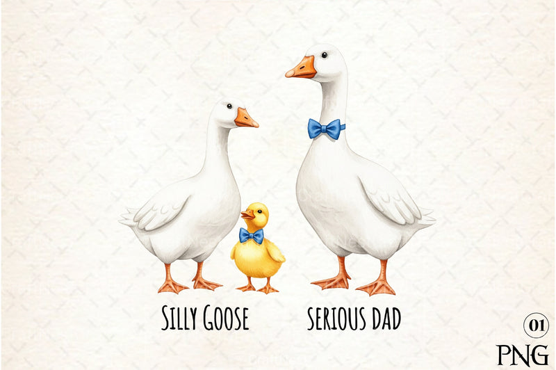 Bow Tie Goose Dad Cute Duo Clipart Bundle - CraftNest - Digital Crafting and Art