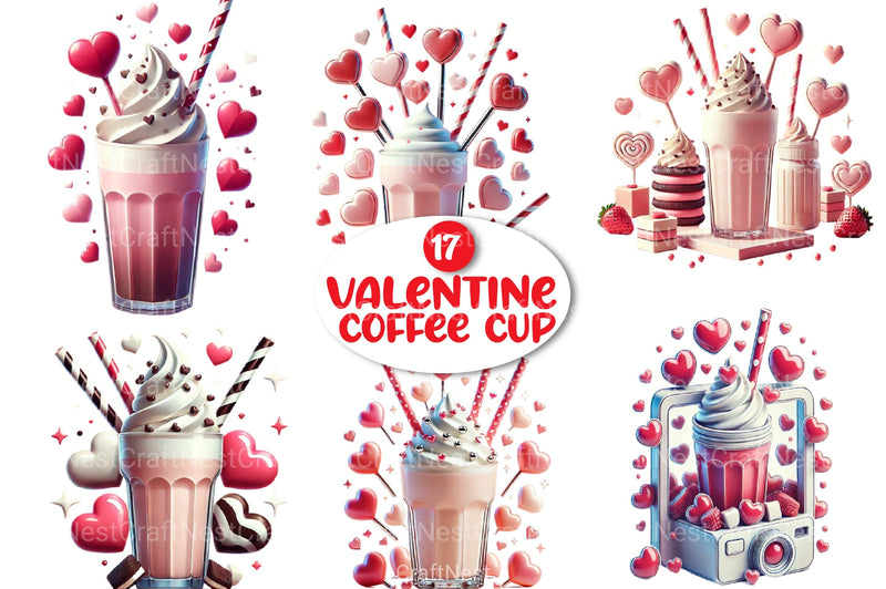 Valentine Coffee Cup Clipart Bundle 88 - CraftNest - Digital Crafting and Art