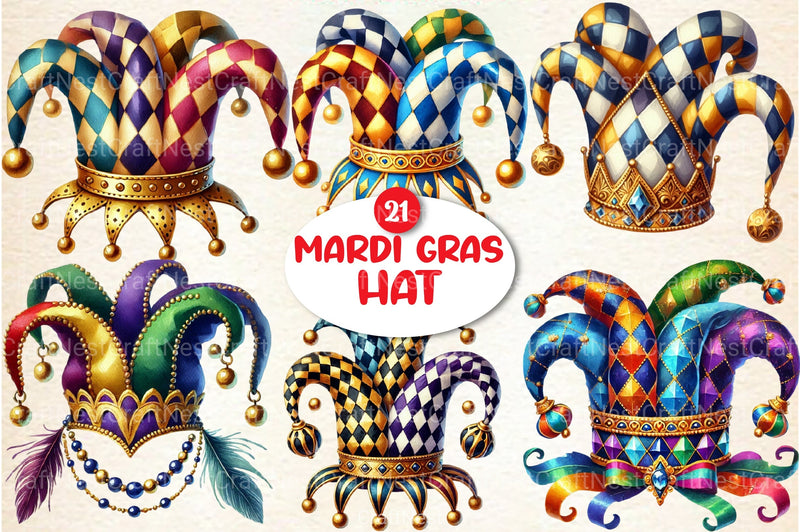 Mardi Gras Jester Hat Clipart Bundle - CraftNest - Digital Crafting and Art