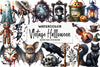 Vintage Halloween Stickers Clipart Bundle
