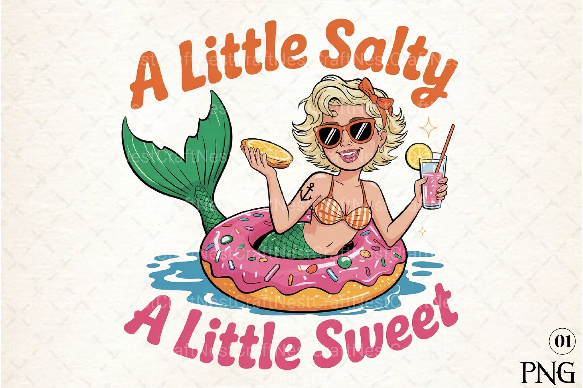 Summer Mermaid Salty Sweet Clipart Bundle 1 - CraftNest - Digital Crafting and Art