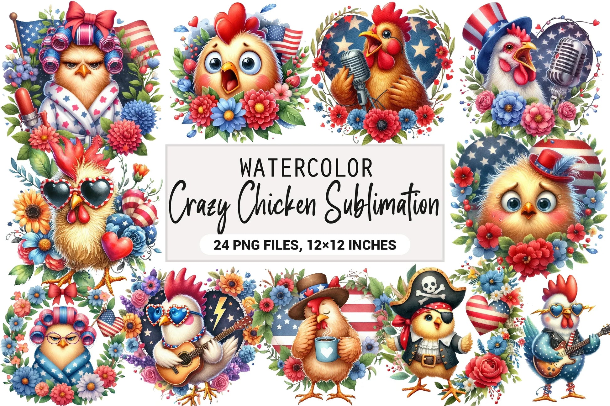 Crazy Chicken Clipart Bundle - CraftNest - Digital Crafting and Art