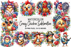 Crazy Chicken Clipart Bundle - CraftNest - Digital Crafting and Art