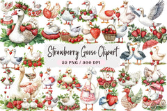 Strawberry Goose Clipart Bundle - CraftNest - Digital Crafting and Art