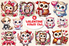 Cute Kawaii Owl Valentine Clipart Bundle 77 - CraftNest - Digital Crafting and Art