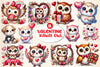 Cute Kawaii Owl Valentine Clipart Bundle 77